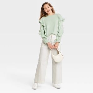 A New Day Ruffled Crew Neck SZ XS